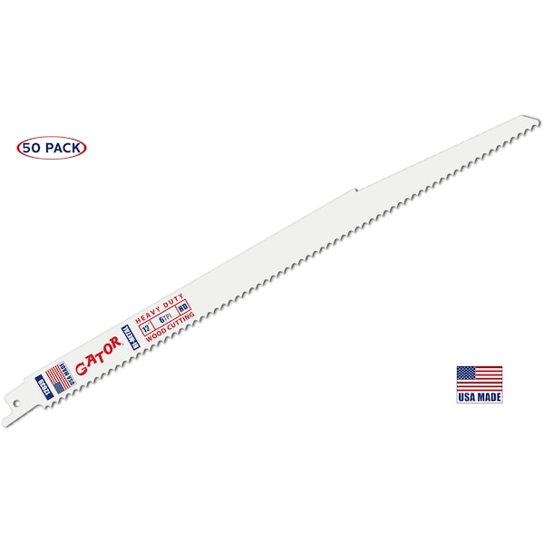 Gator Reciprocating Saw Blade, 12 in x 3/4 in x 6 TPI, Heavy Duty Wood Cutting, 50PK 12039 - main